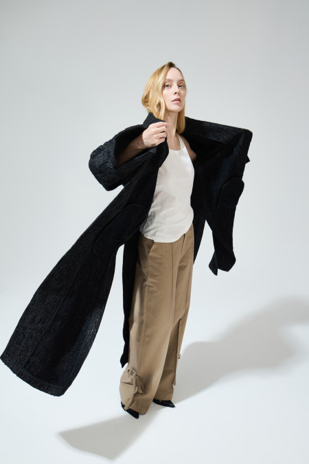 Пальто The Coat (Цвет Чёрный, Размер 44/S, Состав 38% хлопок 33% шерсть 17% полиамид)
