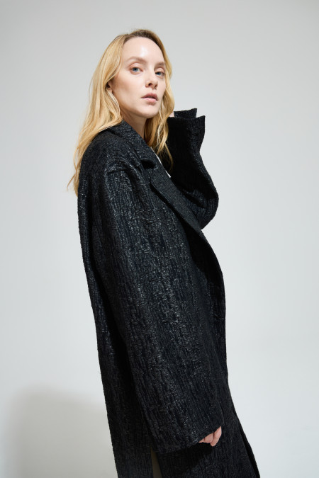 Пальто The Coat (Цвет Чёрный, Размер 44/S, Состав 38% хлопок 33% шерсть 17% полиамид)