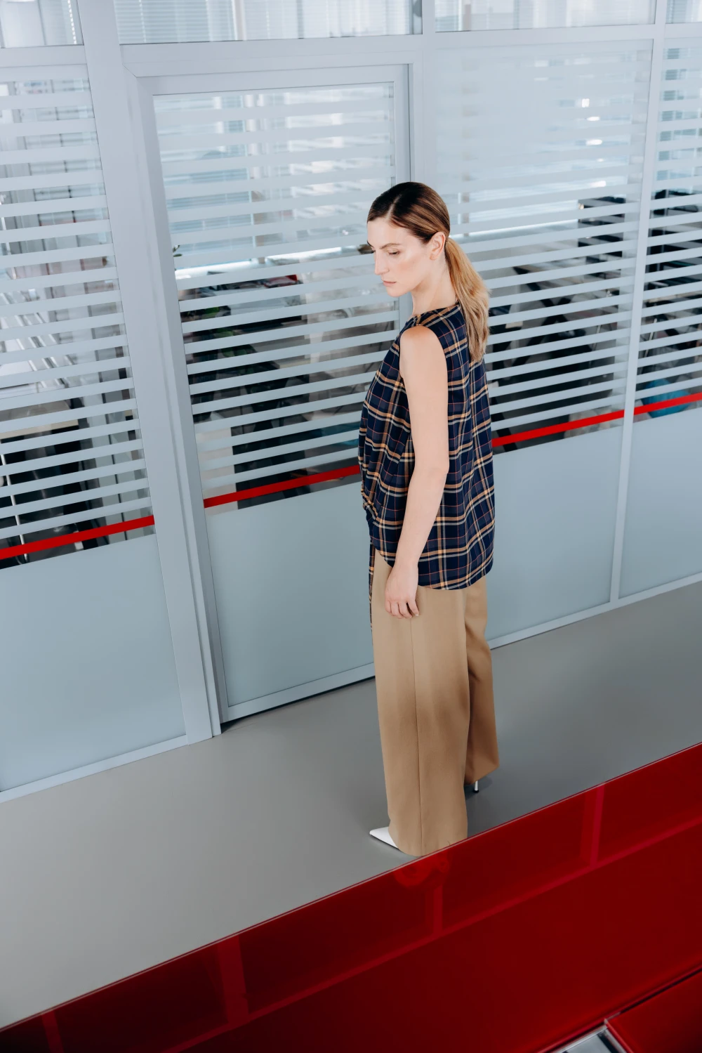 Топ Co-working ( Цвет Тёмно-синий в клетку )