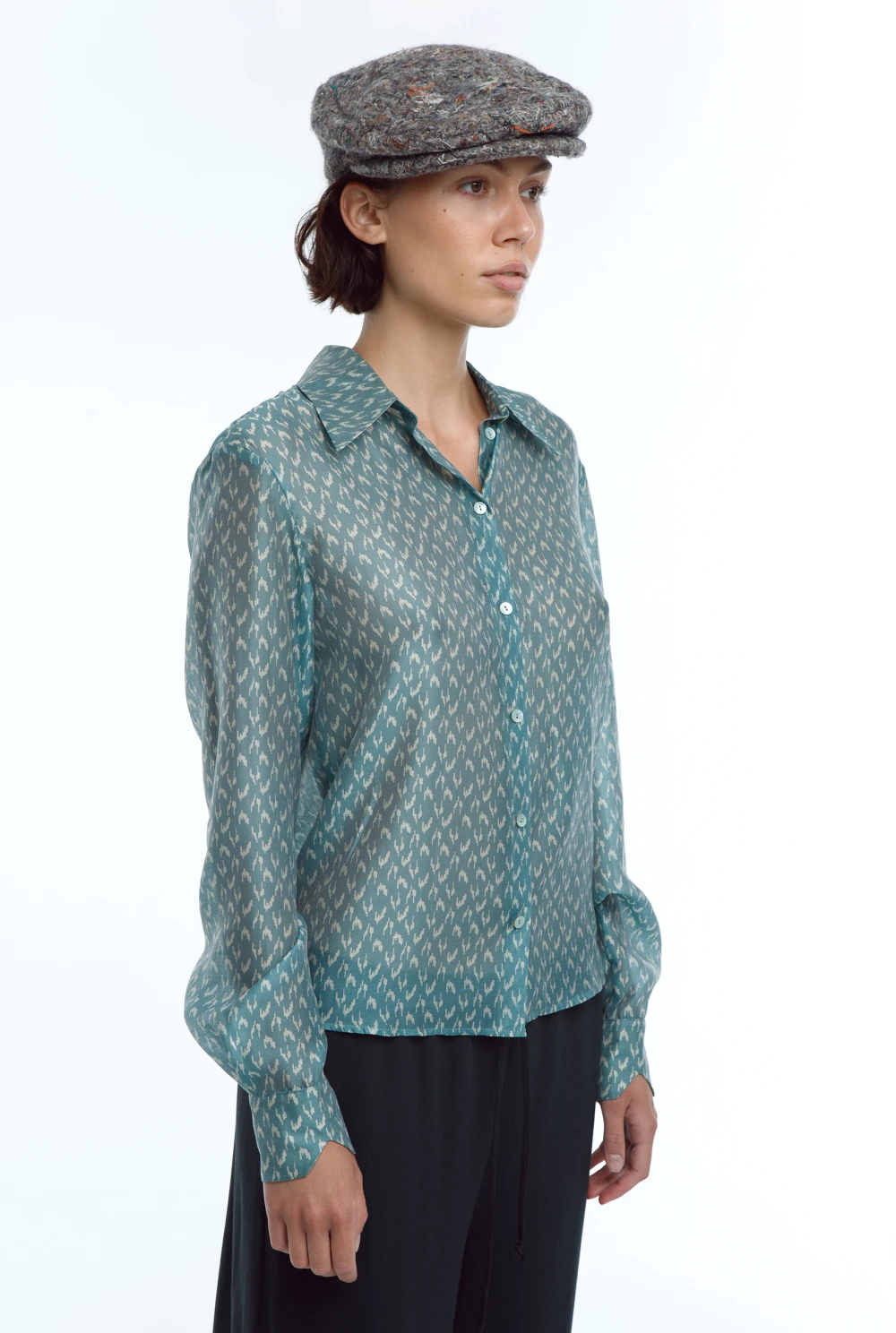 Блузка Pastoral  ( Цвет Бирюзовый с рисунком )