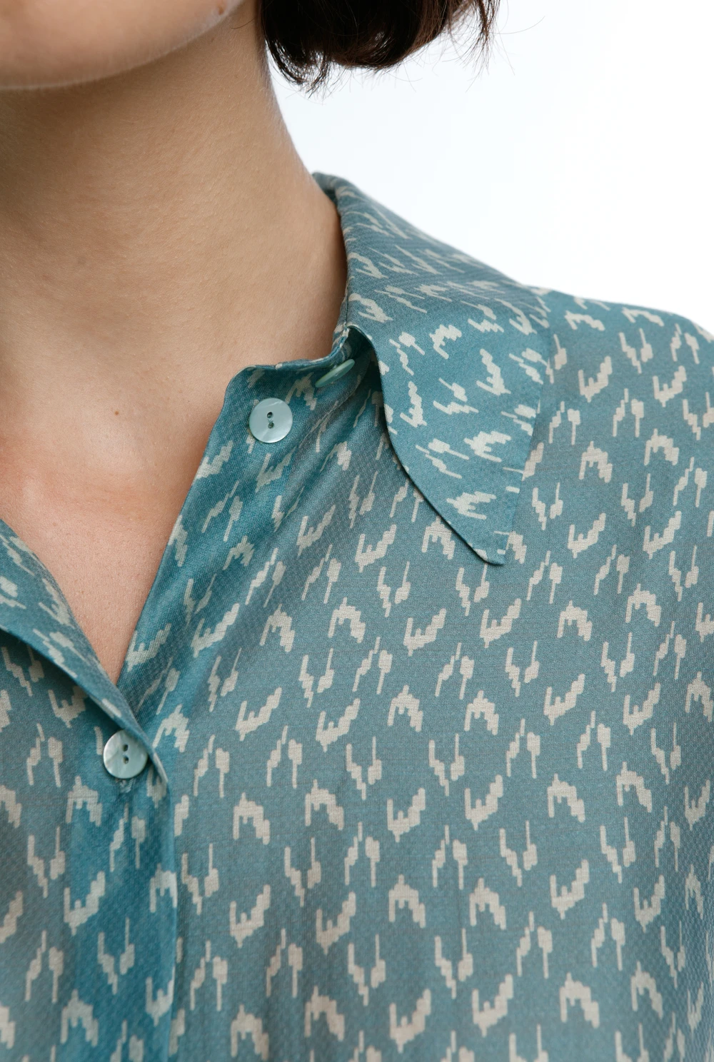 Блузка Pastoral  ( Цвет Бирюзовый с рисунком )