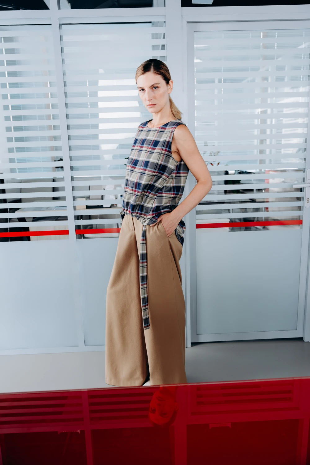 Топ Co-working ( Цвет Синий в клетку  )