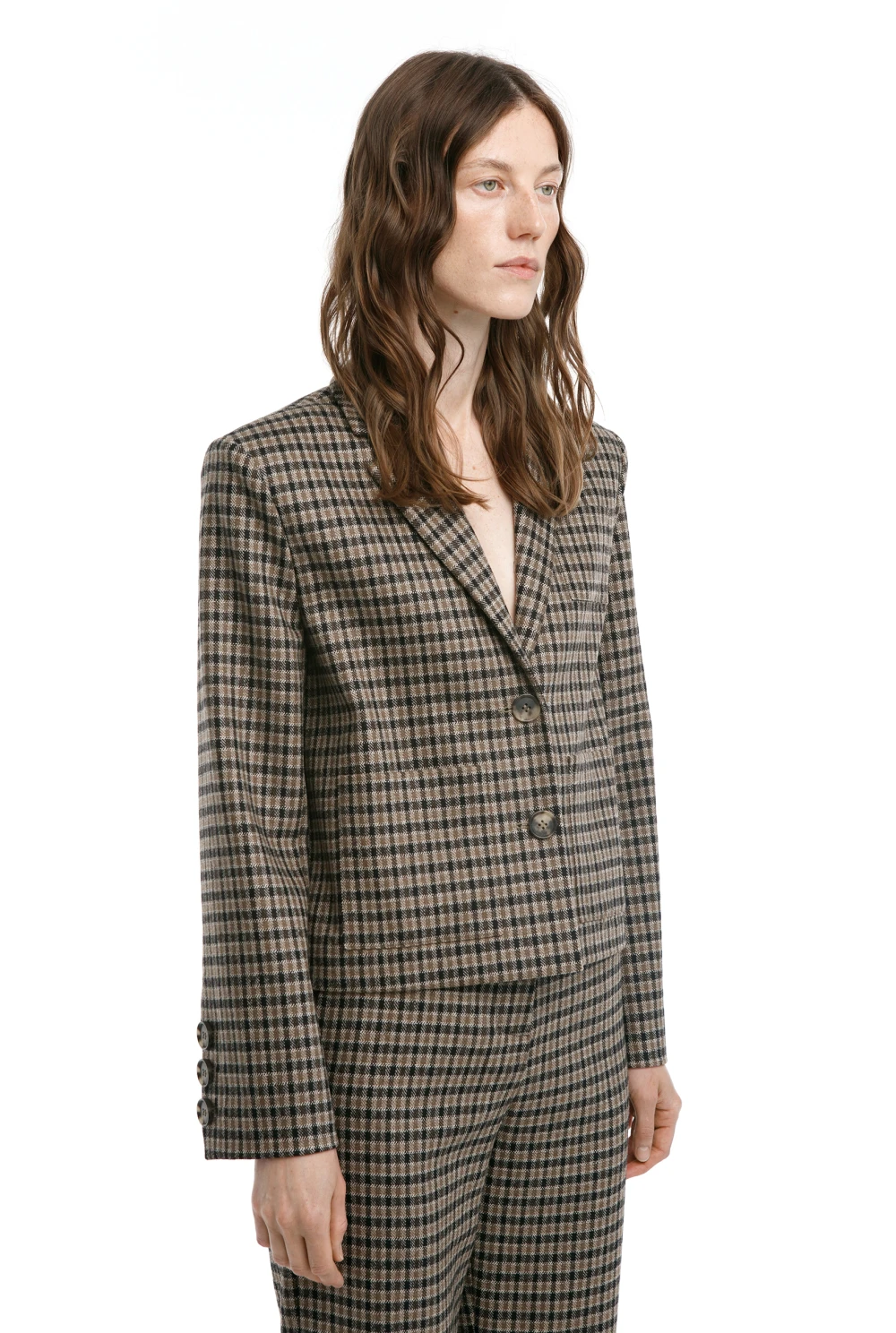 Жакет FOLK ( Цвет Коричнево-оливковая клетка )